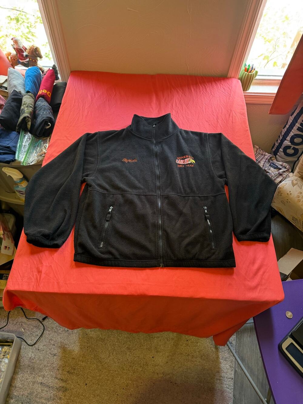 Vintage Sierra Pacific Black Fleece Jacket Somerset Eagles Rifle Team Medium